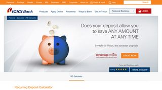 
                            12. RD Calculator, Recurring Deposit Calculator, Interest ... - ICICI Bank