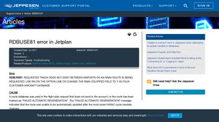 
                            5. RDBUSE81 error in Jetplan - Jeppesen Support Portal