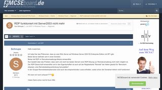 
                            11. RDP funktioniert mit Server2003 nicht mehr - Windows Forum ...