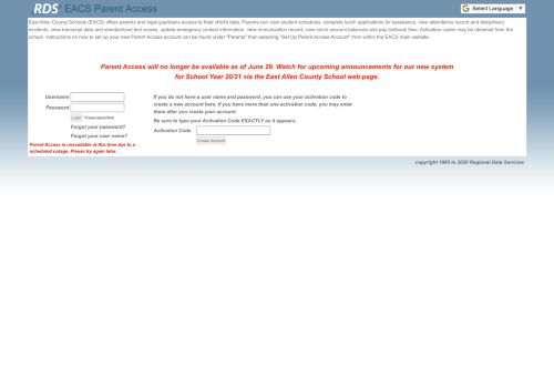 
                            5. RDS Parent Access Login - East Allen County Schools