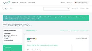 
                            10. Re: Betreff: Gelöst: Temporäres Arlo-Login-Problem - NETGEAR ...