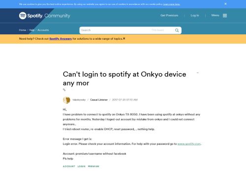 
                            3. Re: Can't login to spotify at Onkyo device any mor - The Spotify ...