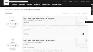 
                            6. Re: Can't Sign into Sirius XM Account - Page 2 - Bose Community