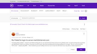 
                            12. Re: Failed to login to server mail.btinternet.com - BT Community