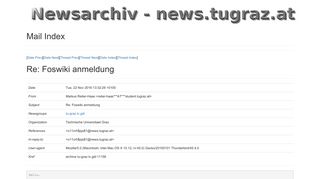 
                            5. Re: Foswiki anmeldung - TU-Graz Newsarchiv