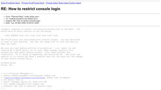 
                            5. RE: How to restrict console login - Red Hat