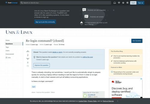 
                            6. Re-login command? - Unix & Linux Stack Exchange