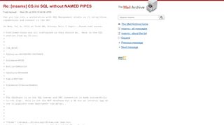 
                            6. Re: [mssms] CS.ini SQL without NAMED PIPES - The Mail Archive