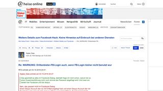 
                            10. Re: WARNUNG: Drittanbieter-FB-Login auch, we… | Forum - heise online