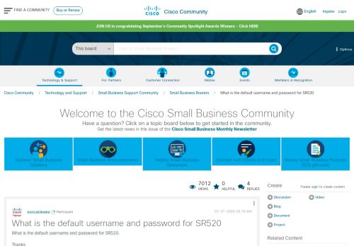 
                            5. Re: What is the default username and password ... - Cisco Community