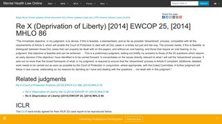 
                            7. Re X (Deprivation of Liberty) [2014] EWCOP 25, [2014] MHLO 86 ...