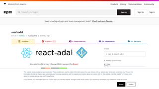 
                            7. react-adal - npm