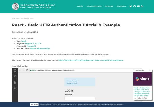 
                            10. React - Basic HTTP Authentication Tutorial & Example | Jason ...