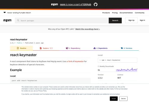 
                            10. react-keymaster - npm