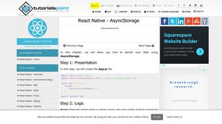 
                            11. React Native AsyncStorage - Tutorialspoint