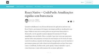 
                            5. React Native + CodePush: Atualizações rápidas sem burocracia