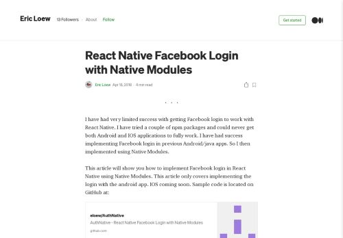 
                            11. React Native Facebook Login with Native Modules – Eric Loew ...