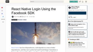 
                            13. React Native Login Using the Facebook SDK - DEV Community