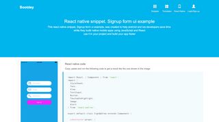 
                            6. React native snippet Signup form ui example - Bootdey