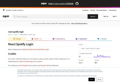 
                            8. react-spotify-login - npm