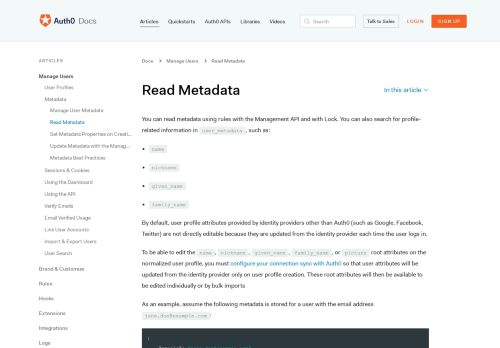 
                            5. Read Metadata - Auth0