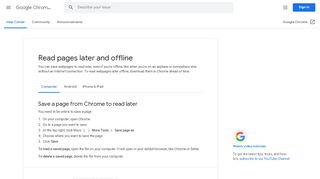 
                            8. Read pages later and offline - Computer - Google Chrome Help