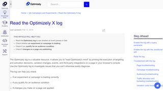 
                            8. Read the Optimizely X log - Optimizely Knowledge Base