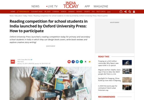 
                            12. Reading competition for school students in India launched by Oxford ...