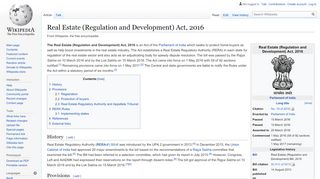 
                            13. Real Estate (Regulation and Development) Act, 2016 - Wikipedia