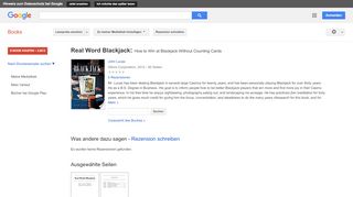 
                            9. Real Word Blackjack: How to Win at Blackjack Without Counting Cards - Google Books-Ergebnisseite