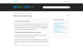 
                            9. RealTimes and Facebook login – SUPPORT