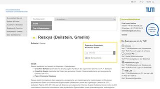 
                            8. Reaxys (Beilstein, Gmelin) | Universitätsbibliothek der TUM