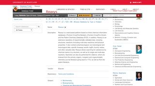 
                            11. Reaxys - DB Finder | UMD Libraries