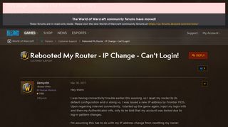 
                            11. Rebooted My Router - IP Change - Can't Login! - World of Warcraft ...