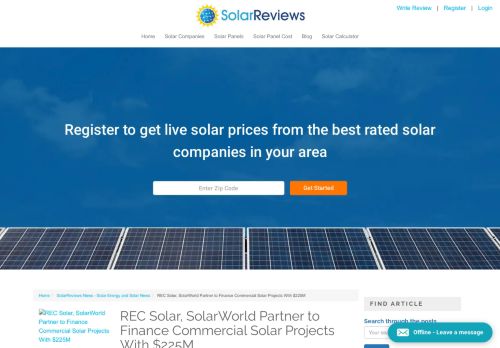 
                            12. REC Solar, SolarWorld Partner to Finance Commercial Solar Projects ...