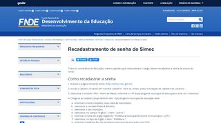 
                            4. Recadastramento de senha do Simec - Portal do FNDE