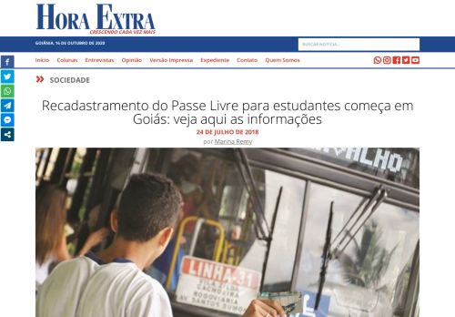 
                            7. Recadastramento do Passe Livre para estudantes começa em Goiás ...