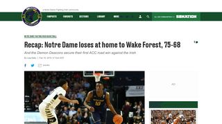 
                            8. Recap: Notre Dame loses at home to Wake Forest, 75-68 - One Foot ...