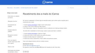 
                            7. Recebimento dos e-mails do iCarros – Fale conosco