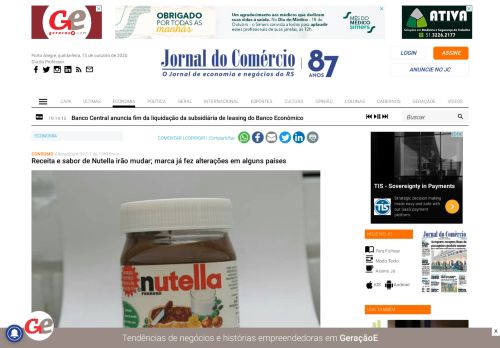 
                            4. Receita e sabor de Nutella irão mudar; marca já fez alterações em ...