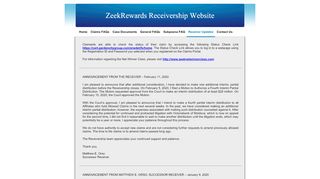 
                            2. Receiver Updates - ZeekRewards Receivership Website
