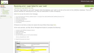 
                            10. Receiving error: Login failed for user 'cwbt' - CAREWare - jProg