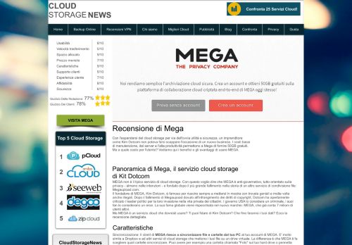 
                            4. Recensione Mega | Il cloud storage con 50GB di Kit Dotcom