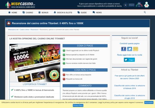 
                            12. Recensione, opinioni e commenti del casino online Titanbet