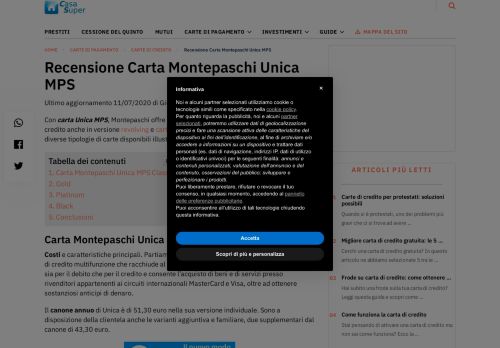 
                            8. Recensioni Carte di Credito MPS | CasaSuper