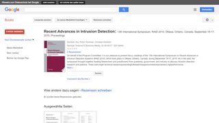 
                            11. Recent Advances in Intrusion Detection: 13th International ... - Google Books-Ergebnisseite