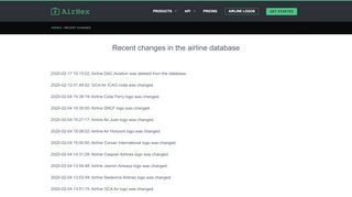 
                            5. Recent changes in airline database - AirHex