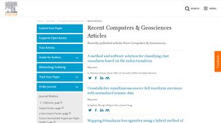 
                            2. Recent Computers & Geosciences Articles - Elsevier