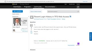
                            1. Recent Login History in TFS Web Access - MSDN - Microsoft