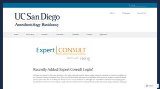 
                            10. Recently Added: Expert Consult Login! – UCSD Anesthesiology ...